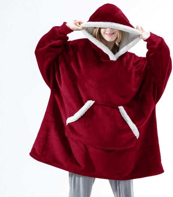 Bluza koc oversize z kapturem ciepła i miękka