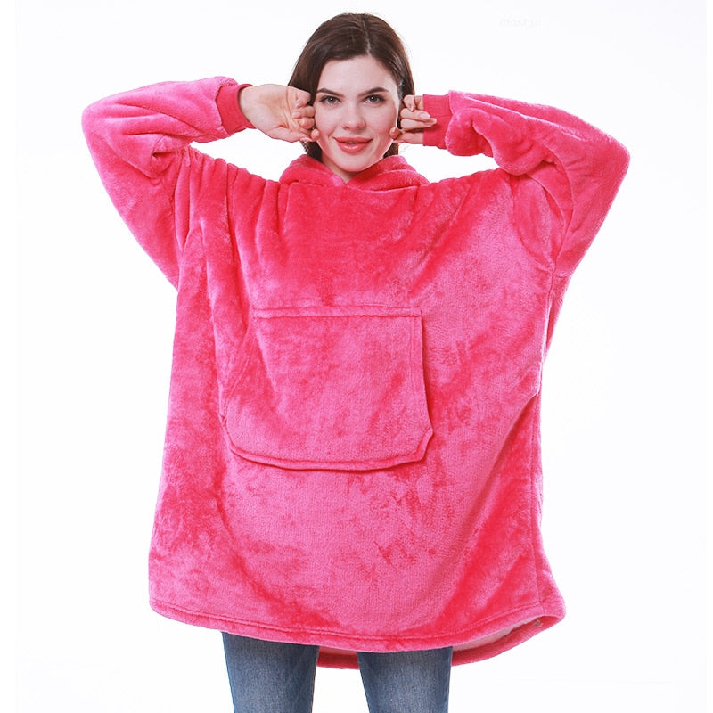 Bluza koc oversize z kapturem ciepła i miękka