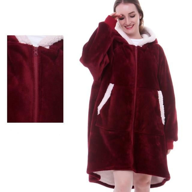 Bluza koc oversize z kapturem ciepła i miękka